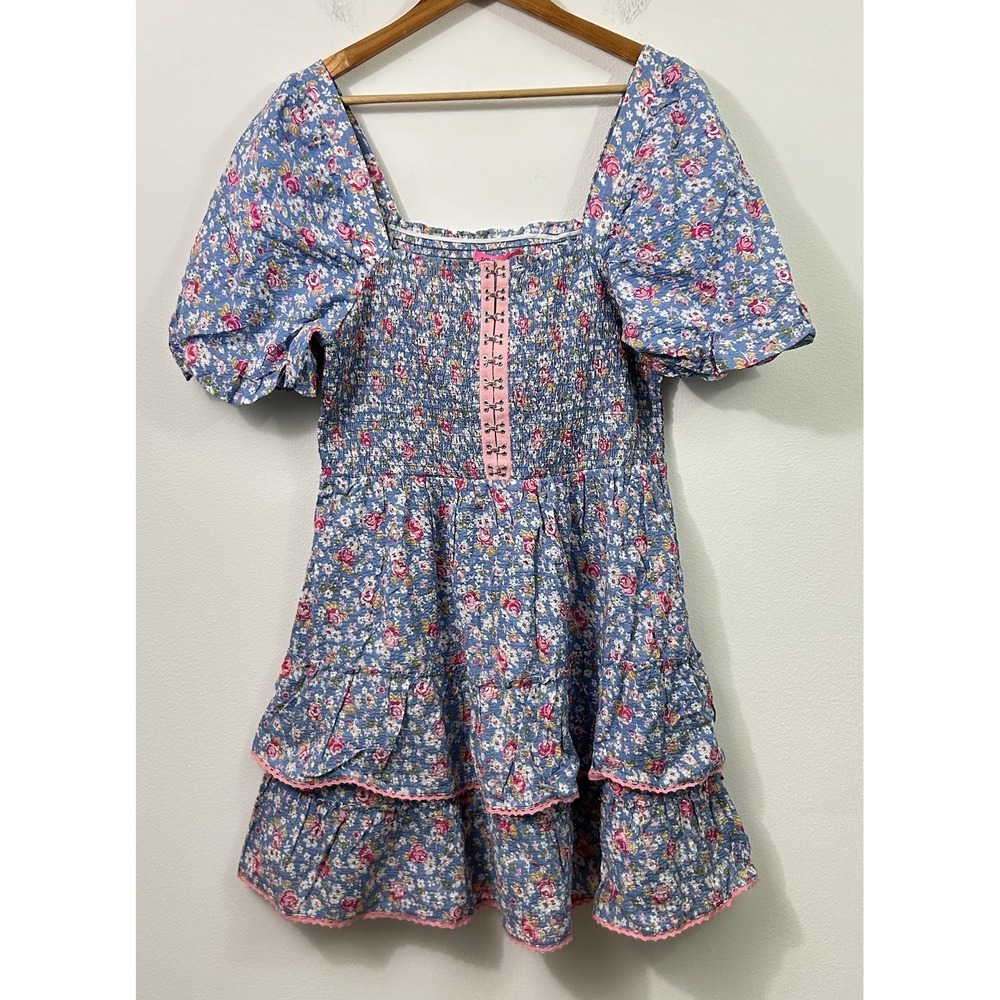 Betsey Johnson Dress Mini Blue Floral Size XL NEW